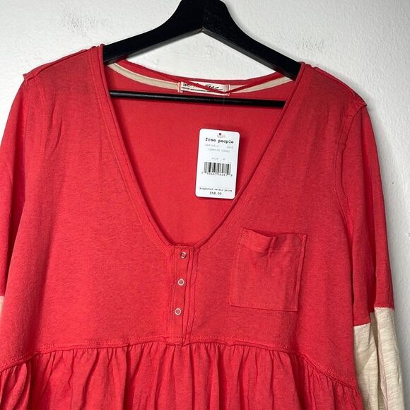 Free People Womens Size Medium Heart of Mine Colorblock Cotton Top - Picture 7 of 12